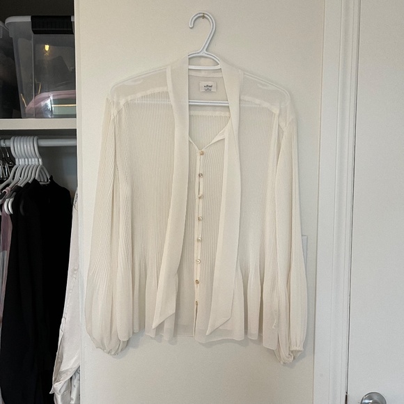Aritzia Wilfred⎜BARBARA BLOUSE⎜LIGHT BIRCH - Picture 10 of 16